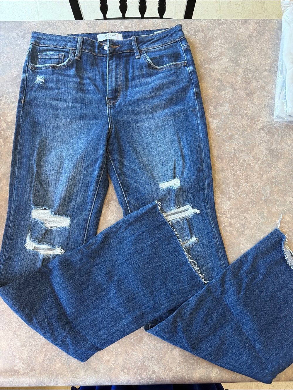 Lovervet Distressed Dark Blue Flare Jeans - NWT